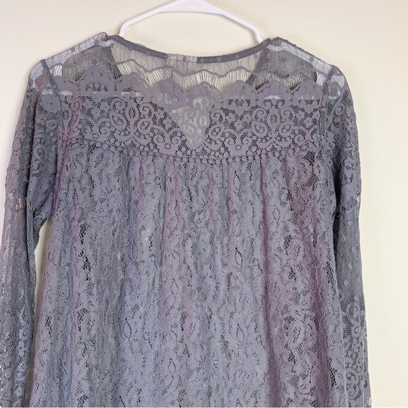 Knox Rose Gray Lace Sheer Long Sleeve Blouse Size XS Women - Picture 5 of 10